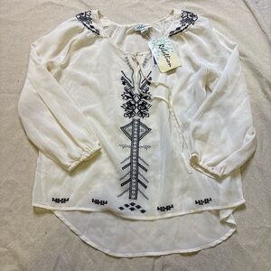 Rebellion Cream Blouse with Black Embroidery